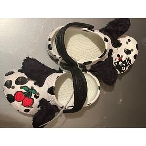 Toddler Crocs Sz 6 Baby Clogs Classic I AM Dalmatian Black & White Cherry Cat